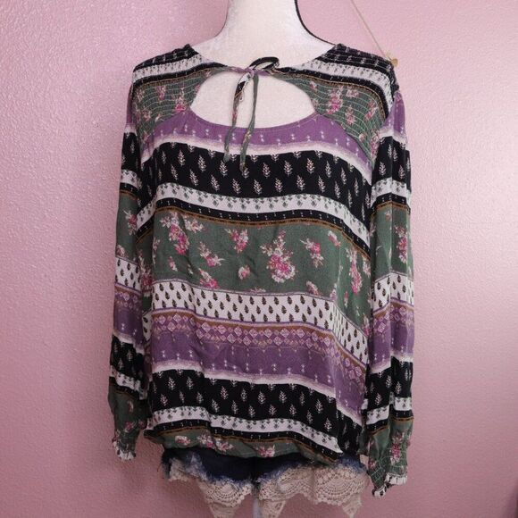 Maurices | Printed Keyhole Long‎ Sleeve Top XL - Picture 2 of 8